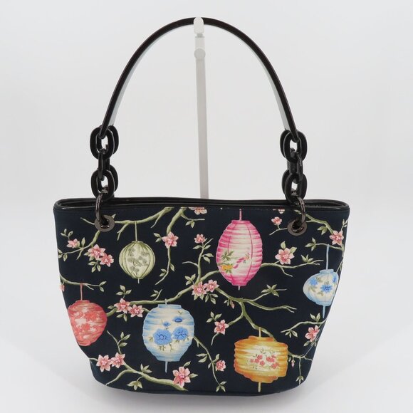 Talbots Paper Lanterns Cherry Blossom Flowers Embroidered Beaded Handbag Purse - Picture 10 of 11